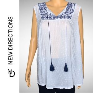 New Directions Sleeveless Boho Top NWT